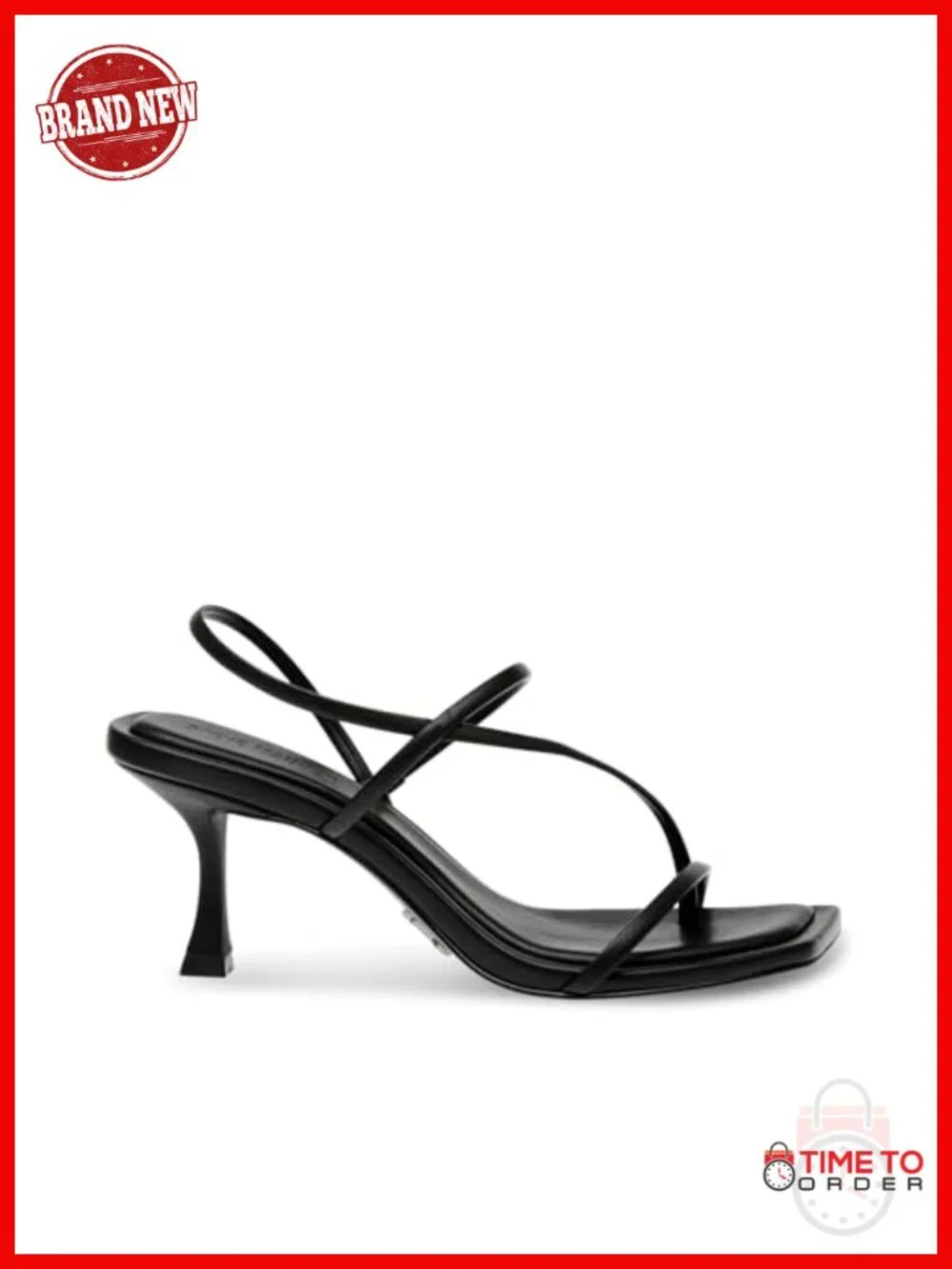 Heeled Sandal Square Toe Slingback Kitten Heel Leather 3 Inch